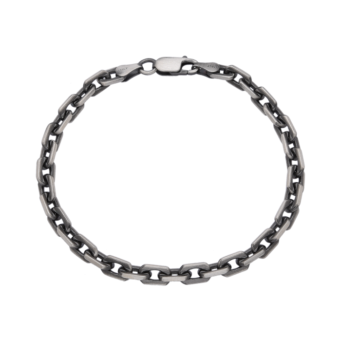 [full] - Sterling silver bracelet featuring ruthenium-plated links with brushed gun-metal texture.