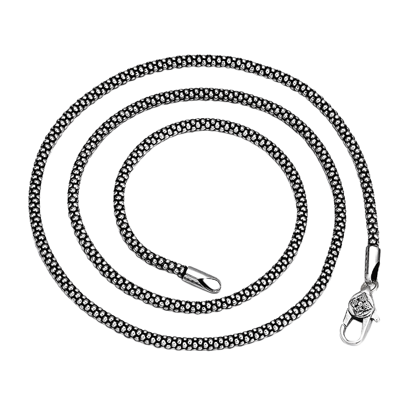 [full] - Sterling silver chain necklace with a textured, scale-like pattern inspired by serpents