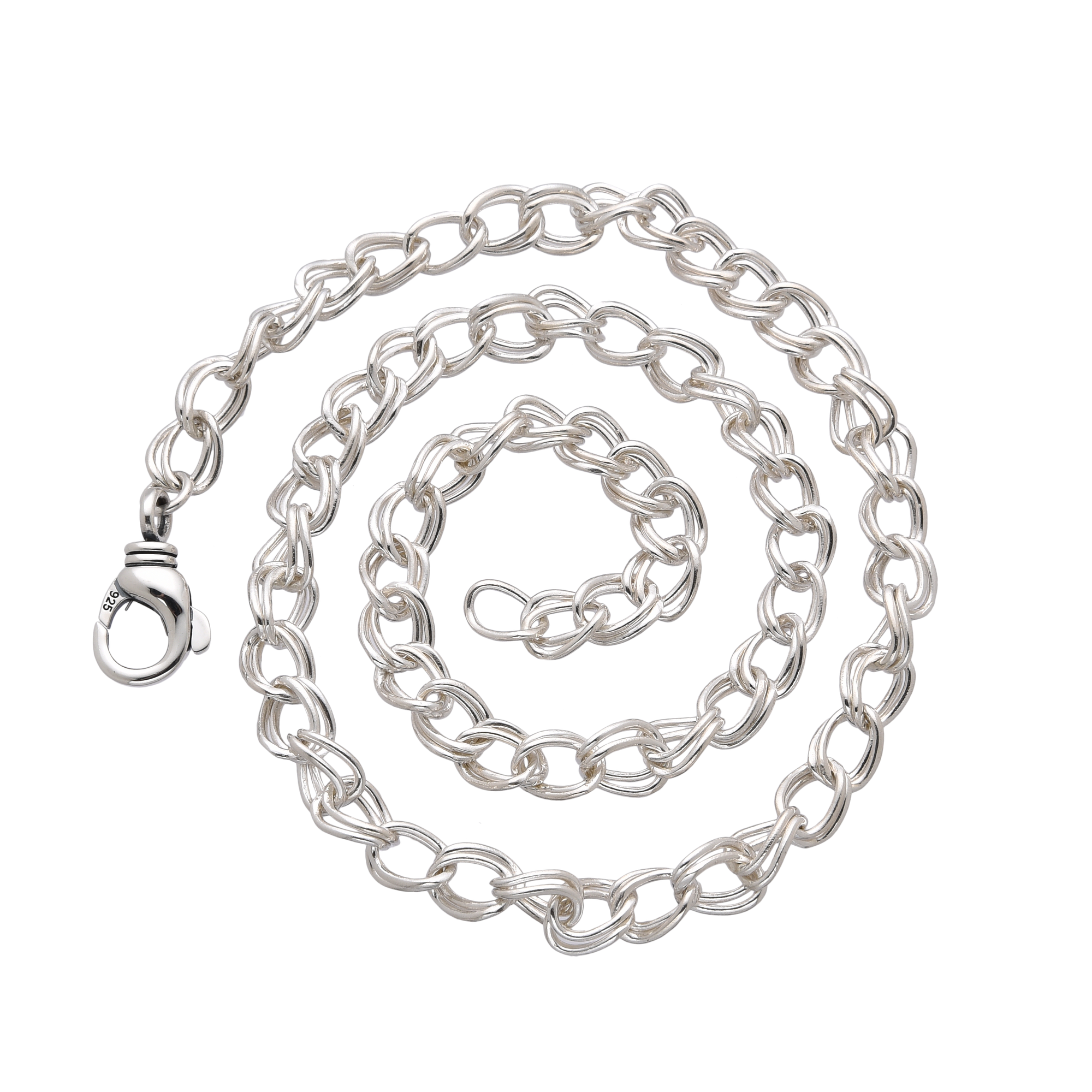 [full] - Sterling silver necklace with bold interlocking links and a contemporary twist