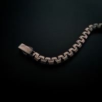 [full] - Industrial-style sterling silver bracelet with ruthenium plating and brushed gun-metal finish.